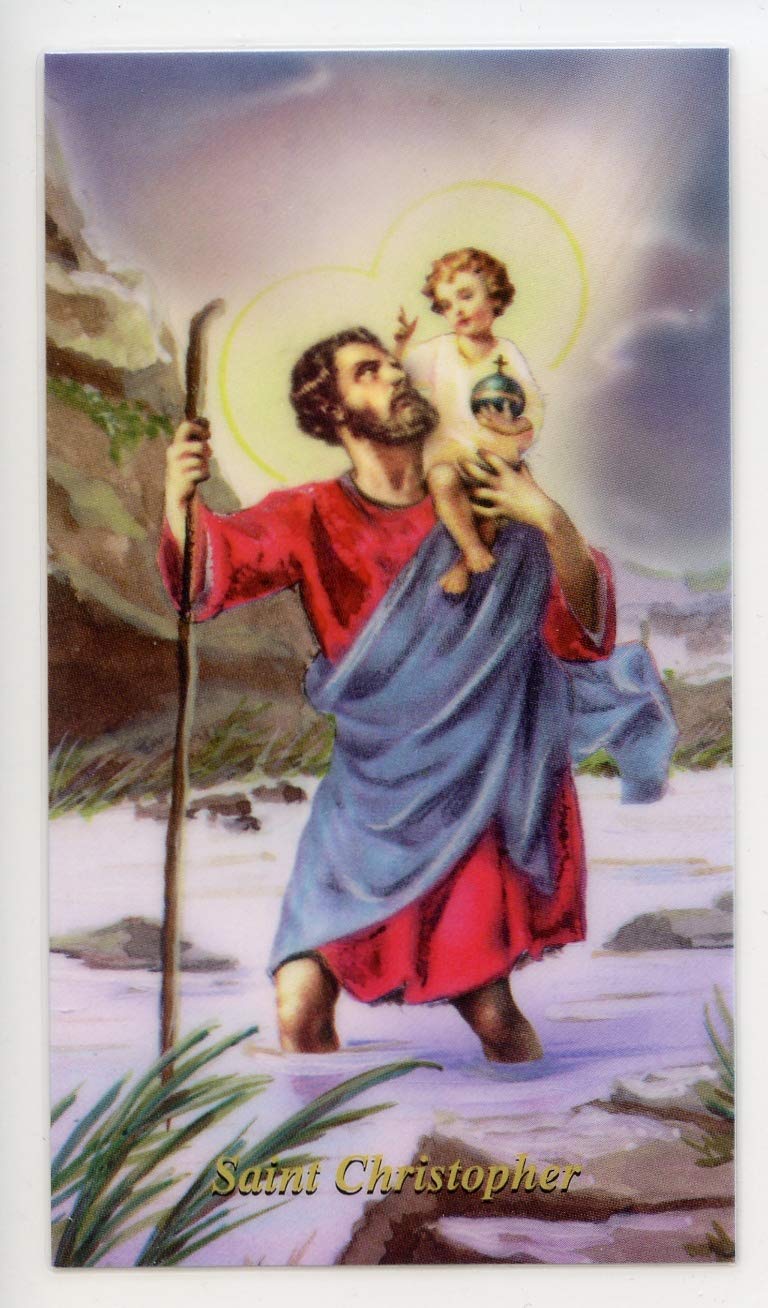 Prayer to St. Christopher holy card laminated Pack of 25