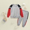 thumbnail image 2 of HFHAPW Baby Boy Clothes Outfits Fall Long Sleeve Spliced Color Sweatshirt Tops Casual Pants Newborn 2Pcs Set 0 6 12 18 Months 2T 3T 4T 5T 6T 7T 8T 9T(Grey,8-9 Y), 2 of 5