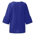 thumbnail image 4 of Hauts d'Été pour Femmes 2023 Femmes Été Aguichant Imprimé Régulier Bouton Col Rond Manches Trois Quarts Femmes Manches Courtes Haut Bohème Grande Taille T-Shirt pour Femmes, 4 of 4