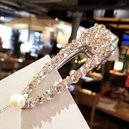 Fancyleo 1 PCS  South Korea Net Red Hair Clip Female Rhinestone Side Clip Crystal Pearl Clip Headdress Ins Side Bangs Clip Hairpin Hair (Best Beauty Supply Store Clip Ins)