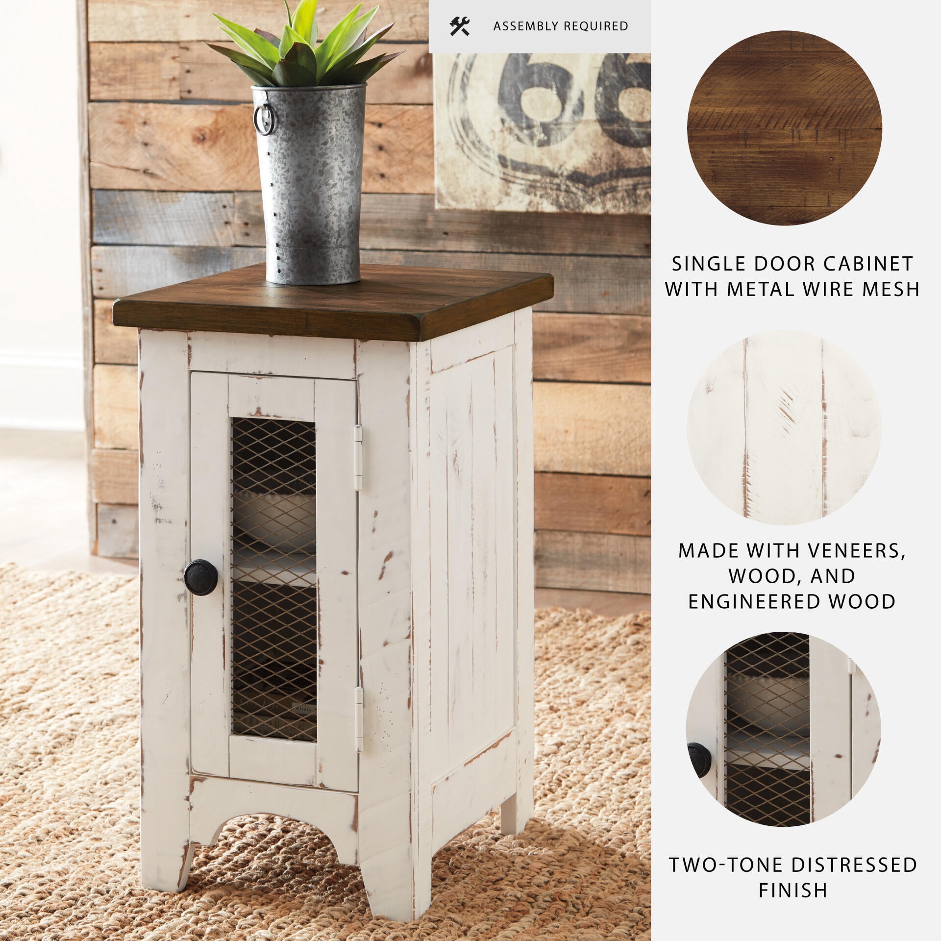 Signature Design by Ashley Casual Wystfield Chairside End Table  White/Brown