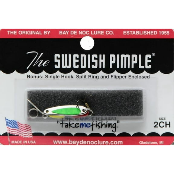Bay de Noc Swedish Pimple Jigging Spoon 1/10oz Prism Chartreuse