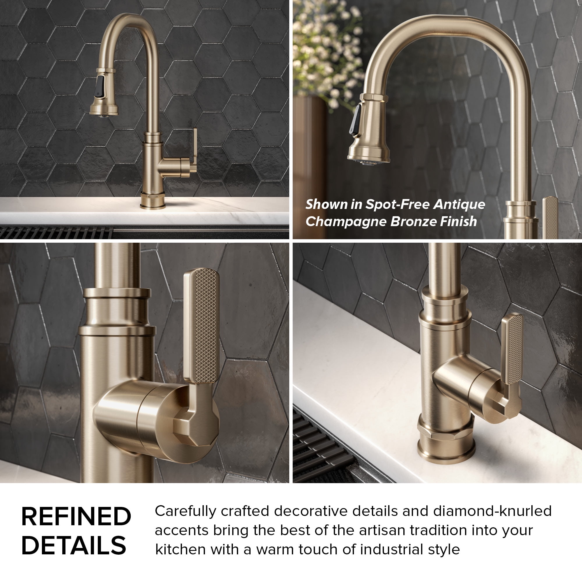 KRAUS Allyn Transitional Industrial Pull-Down Single Handle Kitchen Faucet in Chrome