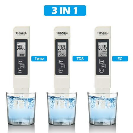 Pocket-Size 3 In 1 Digital TDS EC Temperature Meter Accurate And Reliable Water Quality Conductivity Tester 0-9999ppm Measurement Range for Drinking