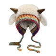 thumbnail image 4 of KANG Winter Hat With Baatable Ear Soft Fleece Lined Cozy Cap Adorable Sheep Horns Cold Weather OutdoorBeigeOne Size, 4 of 6