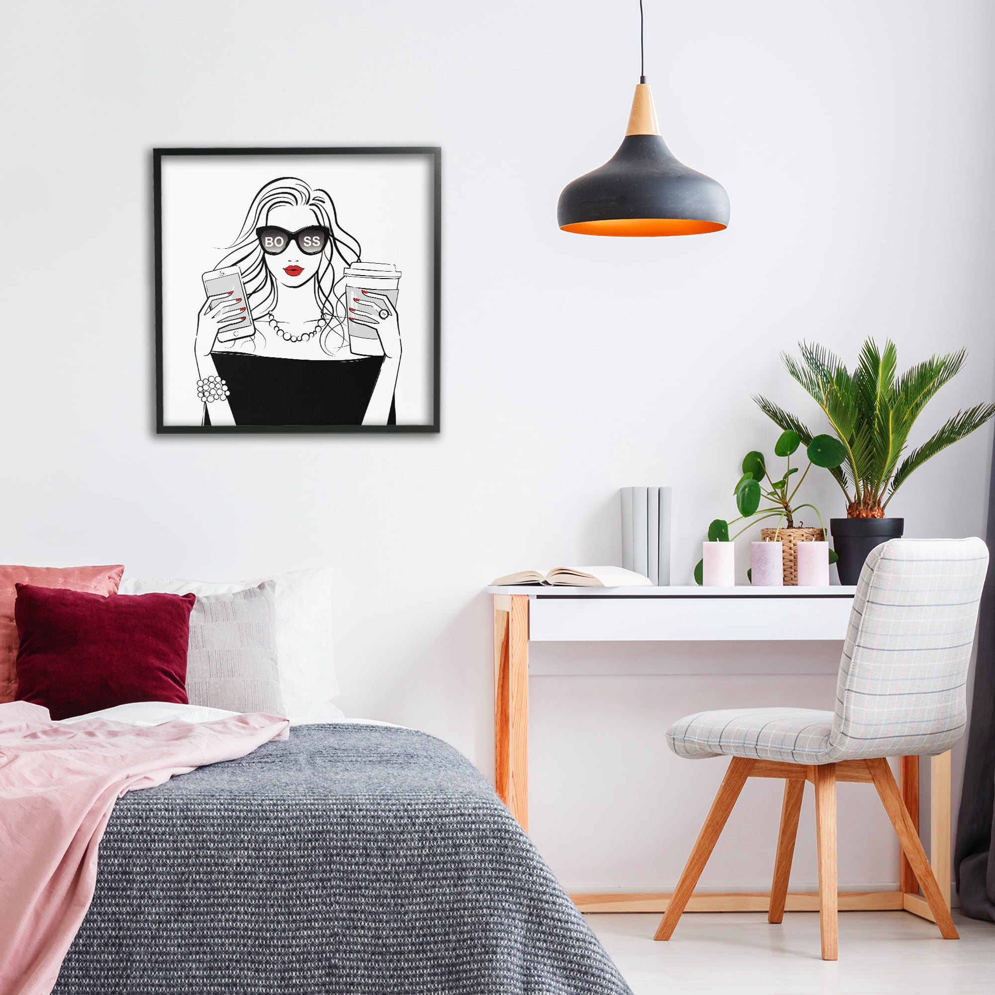 Stupell Industries Chic Boss Morning Coffee Moment Black Framed Giclee Art, design by Martina Pavlova
