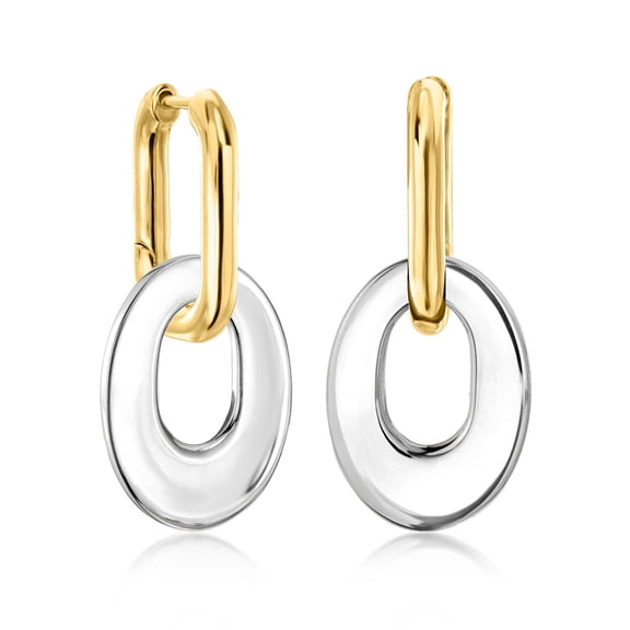 Ross-Simons 18kt Gold Over Sterling Hoop Earrings With Removable Oval Sterling Silver Drops, Women's, Adult