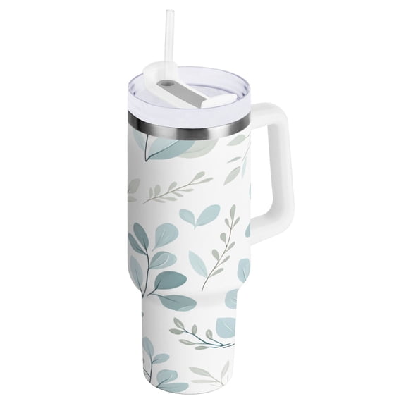 Seamless Branch Pattern Insulated Tumblers 40oz Double-Walled Stainless Steel Water Bottles Car Handle