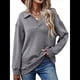 thumbnail image 1 of Sudadera con Cuello en V y Larga para Mujer, Estilo Informal, Holgado, de Punto, Estilo Túnica, para Otoño Gris XL, 1 of 7