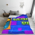 thumbnail image 2 of Lsque Geometry Dash Pattern Fuzzy Fleece Throw Blanket Extra Large,Super Soft,Fluffy and Warm Blankets for Couch,Bed,All Season Use (50"x40"), 2 of 7