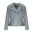 thumbnail image 5 of Sexlip Women's Casual Fashion Jackets Suede Spring Trendy Outfits Fall Zip Up Cropped Moto Jakcet Outerwear Gray L, 5 of 8