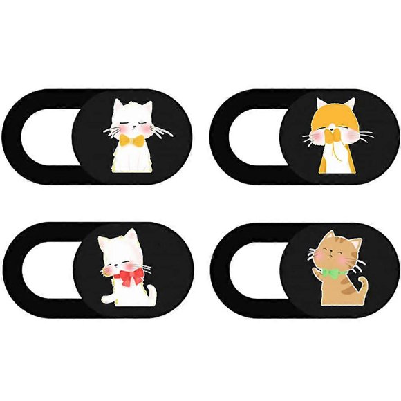 4PCS Ultra Thin Cat Webcam Covers, Laptop Camera Privacy Sliders with Cute Cartoon Cat Designs, Universal Fit for Laptops, Tablets, and Smartphones