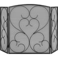 thumbnail image 1 of 3 Panel Fireplace Screen 48" W x 29" H Modern Foldable with Wrought Metal Decorative Mesh,Black, 1 of 5