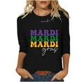 thumbnail image 2 of Gamivast Mardi Gras Shirts for Women Letter Graphic 3/4 Sleeve Carnival Blouses Carnival Party Crew Neck Tunic Tshirt Happy Mardi Gras Day Outfits, 2 of 6