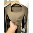 thumbnail image 5 of T Shirt Women Elasticity T-Shirt Summer Tee Woman Clothes Spring Top Sexy Slim Tshirt Female Skinny Cotton Long Sleeve Crop Tops, 5 of 5