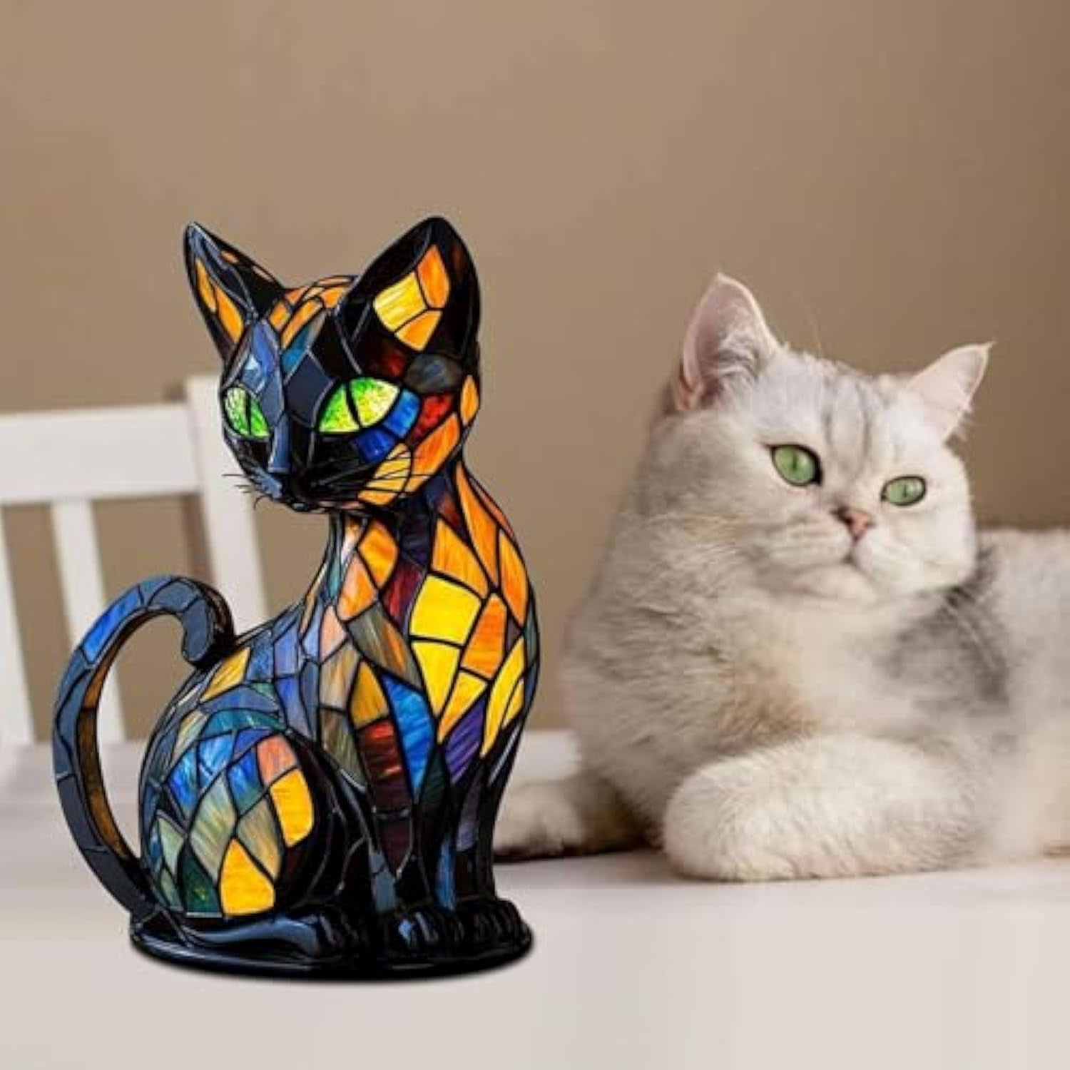 Solymall Glowkitty, Serum/Sherman Glow Kitty Dreamy Cat Night Lamp, Vueez/Libiyi/Sherum/Vianys/Pubyfun/Migilife/Solymall Stained Glowkitty Glass Cat Lamp for Cats Lovers (A2)