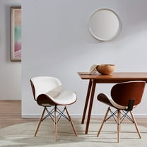 BELLEZE Elegant Indoor Living Room Kitchen Dining Room Walnut Finished Accent Dining Chair, White