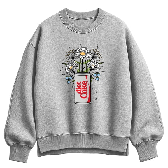 Coca-Cola - Flowers With Coke Can - Ladies Oversized Fleece Crew Sweatshirt