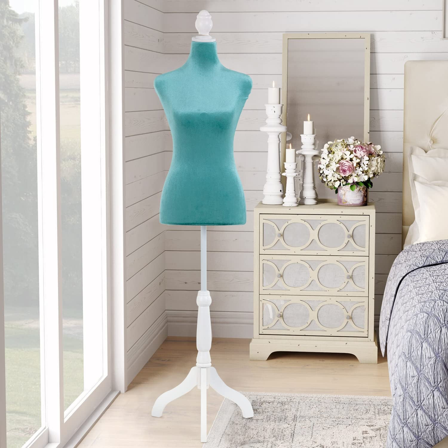 FDW 63 inch Adjustable Female Mannequin with Wooden Tripod Stand, Perfect for Display(Green)