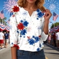thumbnail image 5 of vigerkar 4th of July Shirts for Women Henley V Neck Button 3/4 Sleeve Tops Independence Day American Flag Patriotic T Shirts (White, L), 5 of 8