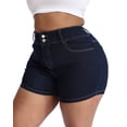 thumbnail image 3 of Gocolloa Plus Size Jean Shorts for Curvy Women Stretchy 3.5" Inseam Comfort High Waisted Denim Shorts Primary Blue 18W, 3 of 5