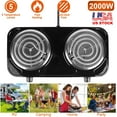 thumbnail image 3 of Hot Plate, 2000W Portable Electric Stove for Cooking with 5 Levels Adjustable Temperature & Dual Control, Countertop Double Coil Burner Cast Iron Cooktop for All Cookwares Home Camp RV (Black), 3 of 9