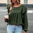 thumbnail image 5 of qILAKOG Womens Shirts Long Sleeve Blouses Dress Tops Women's The Four Seasons Casual Round Neck Tops Pullover Blouses Ladies Comfy Boho Cute Tops Women's 2024 Summer T-Shirts, Green&S, 5 of 8