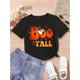 thumbnail image 1 of Halloween T-shirt - Youngsters' Halloween "Boo Y'all" Graphic T-Shirt - Black with Orange & White Print, Short Sleeve Round Neck Casual Top for Girls & Boys, Perfect for Fall &, 1 of 6