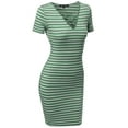 thumbnail image 1 of FashionOutfit Women's Lattice-Front Stripe Short Sleeves Dress, 1 of 3