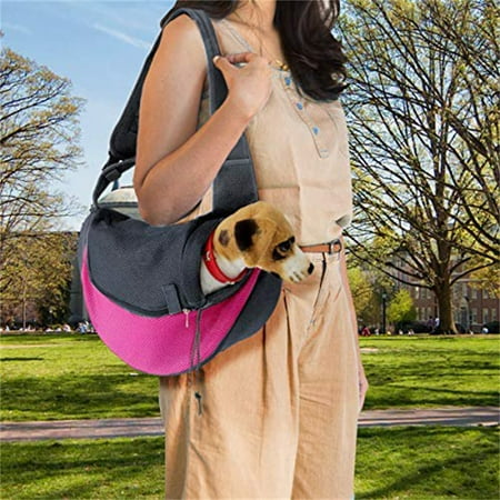 Pet Sling Bag Carrier  Adjustable Breathable Safe Stylish Travelling Pet Hands-Free Sling Bag  Pink