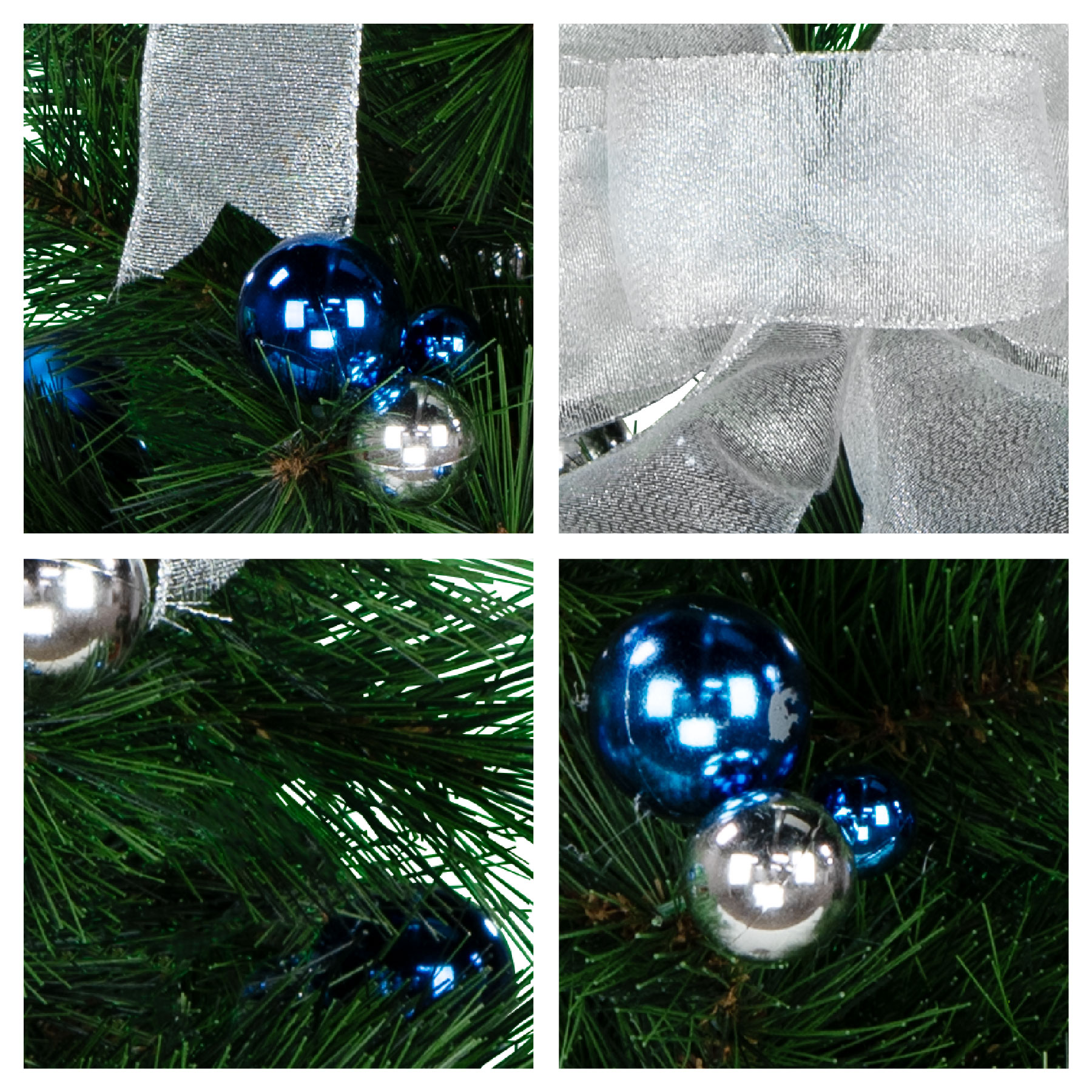 Sympathy Silks Artificial Cemetery Flowers Blue and Silver Christmas Tree with Bow