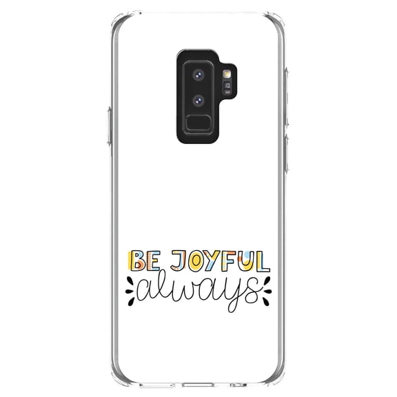 DistinctInk Clear Shockproof Hybrid Case for Samsung Galaxy S9  PLUS (6.2" Screen) - TPU Bumper, Acrylic Back, Tempered Glass Screen Protector - Be Joyful Always - Rainbow Color
