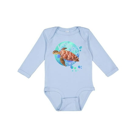 

Inktastic Key Largo Florida Swimming Sea Turtle with Bubbles Boys or Girls Long Sleeve Baby Bodysuit
