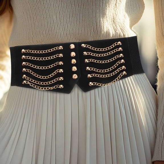 FOMIYES Rivet Waist Belt in Black Fabric for Everyday Wear and Cosplay 1Pack