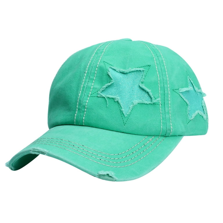 Pianpianzi Mesh Garden Hat Men Brimmed Running Hat Beach Gear Dad Women Cowboy Star Printing Sun Protection All Match Baseball Hat, Women's, Size: One