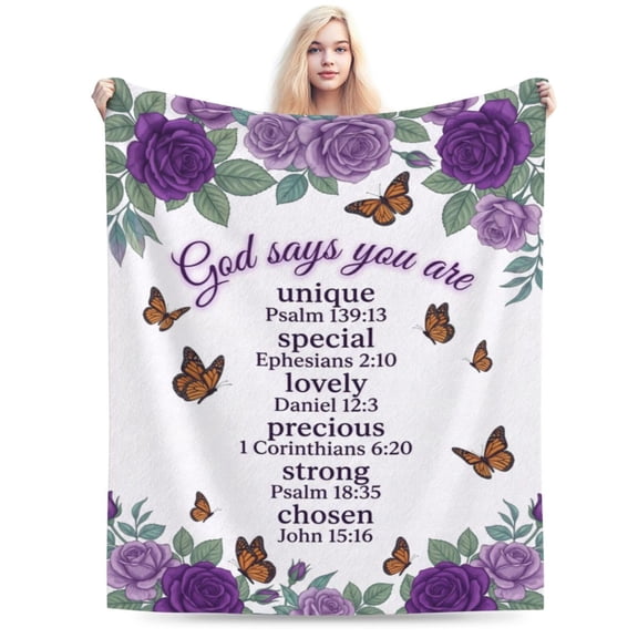 Christian Butterfly Blanket Gifts for Women, Christian Gifts for Women Faith, Inspirational Bible Religious Gifts for Women Female, Warm Cozy Fleece Butterfly Throw Blankets 50x40