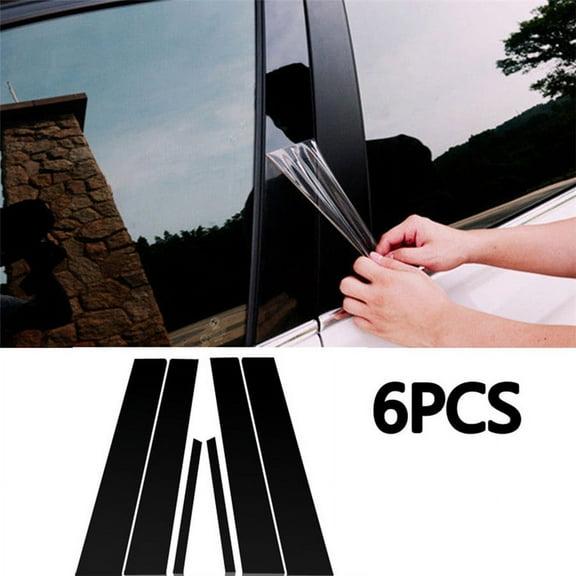 Black Car Door Side Window Pillor Posts Cover Trims 6pcs For Honda Accord 13-17