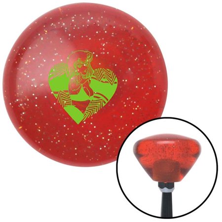 American Shifter Green Anime Girlin Heart Orange Retro Metal Flake Shift Knob with M16 x 1.5 Insert