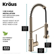 KRAUS Bolden Touchless Sensor Commercial Style 2-Function Single Handle Pull Down Kitchen Faucet in Spot-Free Antique Champagne Bronze