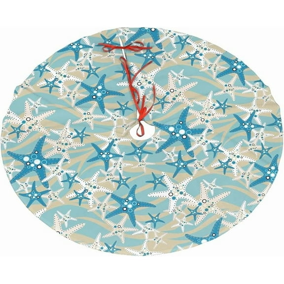 Christmas Tree Skirt,Beach Starfish Xmas Tree Skirt Rustic Farmhouse Tree Skirt for Christmas Decor Xmas Holiday Home Party Decorations30