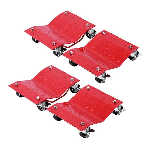 Car Wheel Dolly Set of 4,Heavy Duty Vehicle Mover Dolly, 6000lbs Capacity Car Roller Dolly for Moving Cars, Trucks, and Motorcycles, Red