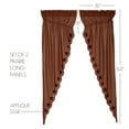 thumbnail image 5 of VHC Brands Star Cotton Primitive Curtains Rod Pocket Drawstring Ties Appliqued Prairie Panel Pair, Burgundy Red, 5 of 5