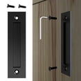 thumbnail image 3 of Ruibeauty 8-3/5" Flat Black Flush Sliding Barn Door Finger Pull Handle Hardware, 3 of 6