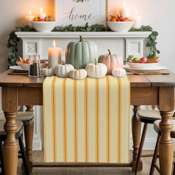 Vintage Striped Table Runner, Autumn Thanksgiving Kitchen Dining Table Decoration for Home Party Decor 13x36 Inches