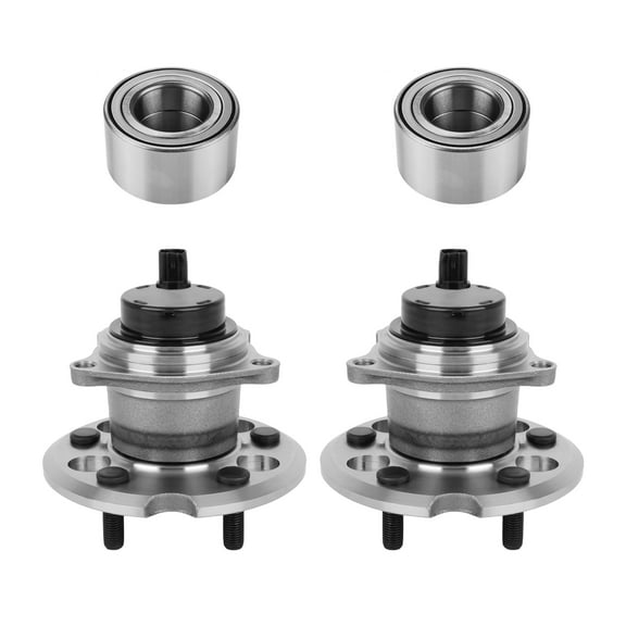 AutoShack Front Wheel Bearings and Rear Wheel Bearing Hub Assembly 5 Lugs with ABS Set Replacement for 2004-2010 Toyota Sienna 3.3L 3.5L V6 FWD HUB030400588