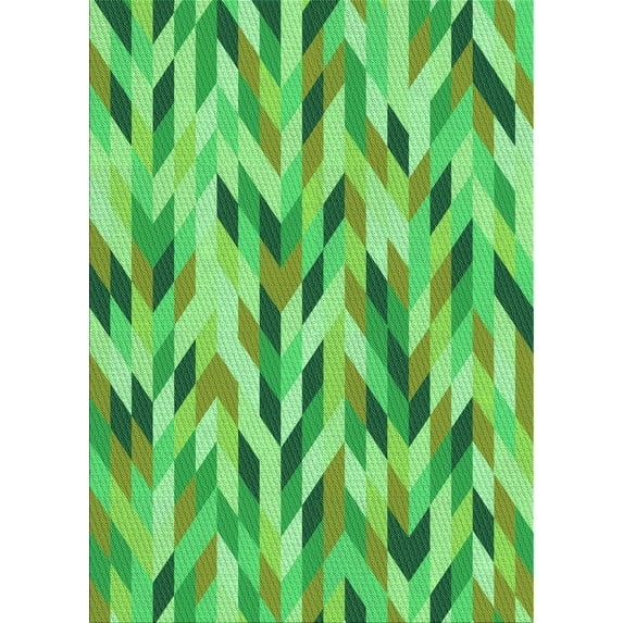 Ahgly Company Machine Washable Indoor Rectangle Transitional Emerald Green Area Rugs, 8' x 10'