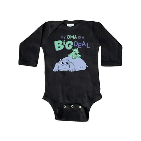 

Inktastic My Oma is a Big Deal- hippo family Gift Baby Boy or Baby Girl Long Sleeve Bodysuit