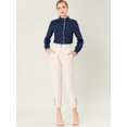 thumbnail image 3 of INSPIRE CHIC Women's Button Down Office Ruffle Stand Collar Long Sleeve Work Shirt, 3 of 6