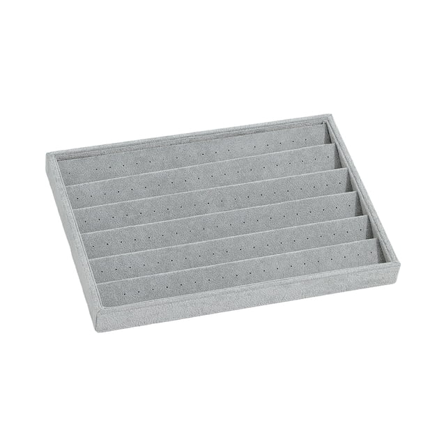Sonducket Caja de pendientes hecha de tela de terciopelo, bandeja, solución de almacenamiento y exhibición Universal, organizador de pendientes Ropa, zapatos y accesorios Miscelánea Gris