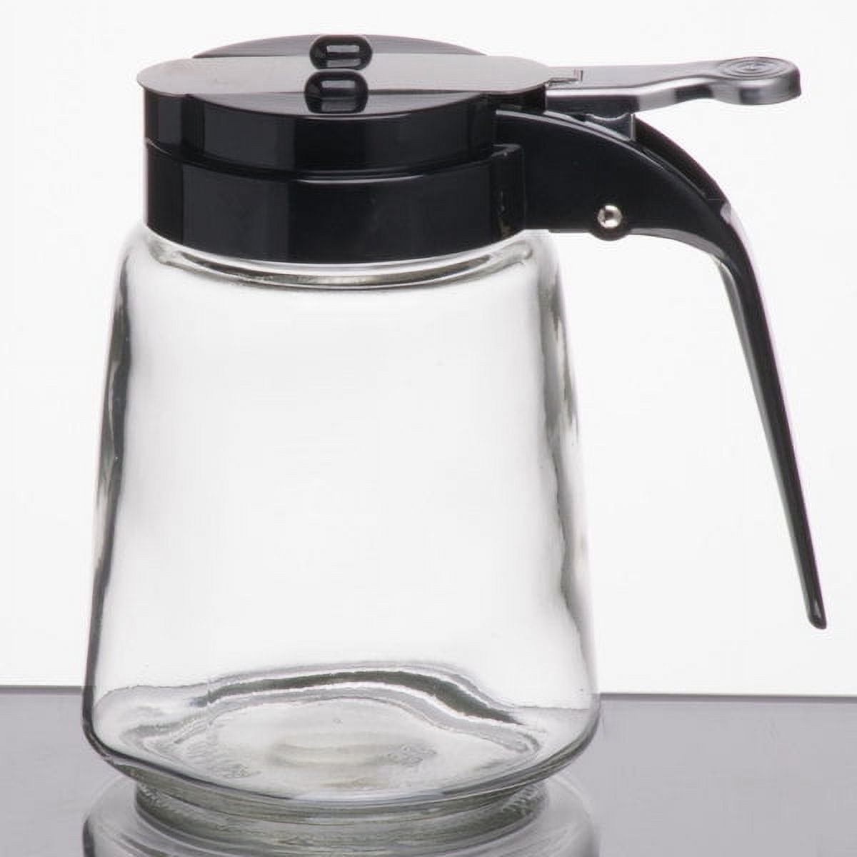 Tablecraft 1370BK 8 oz. Glass Modern Syrup Dispenser with Black ABS Top - 12/Pack